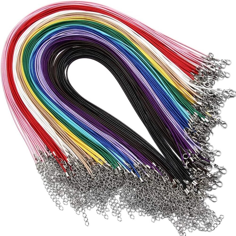60Pcs Waxed Necklace Cord Bulk for Jewelry Making,Necklace Rope String with Clas